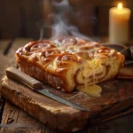 Amish Cinnamon Bread: A Classic Recipe with Rich History 11 Freshly baked Amish cinnamon bread with melted butter, showing perfect cinnamon swirl layers